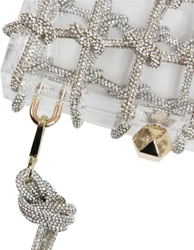 Vista 6 de Diamante hand Bag. Rhinestone Evening bag. Hardbodied acrylic handbag. Gift for her. Sparkling rope handbag