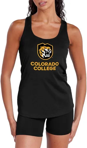 Vista 13 de Camiseta deportiva sin mangas oficial de NCAA Collegiate para mujer, con espalda cruzada, colección con logotipo primario