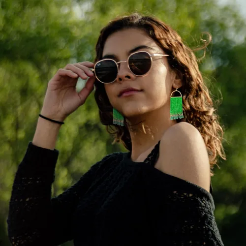 Vista 4 de Aretes colgantes bohemios con cuentas, hechos a mano, aretes de borla con cuentas para mujer