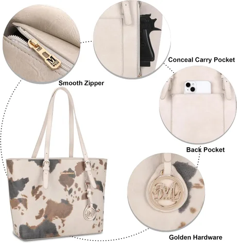 Vista 5 de Montana West Monederos para mujer, juego de 3 piezas, bolso de mano con estampado de leopardo