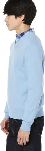 Vista 5 de Tienda Essentials Suéter con cuello en V, para hombre