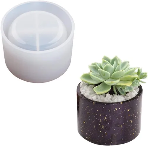 Vista 8 de Molde redondo de resina para maceta, molde de resina cilíndrica de silicona, para bricolaje, macetas de jardinería, manualidades, decoración