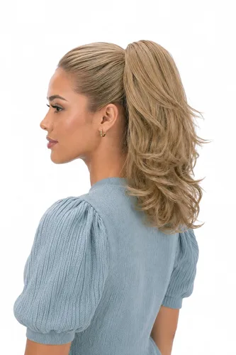 Vista 40 de PRETTYSHOP - Extensión de cabello rizado voluminoso, cola de caballo de 14 pulgadas con clip, resistente al calor