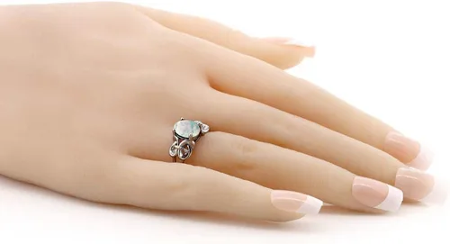 Vista 88 de Gem Stone King Anillo de compromiso ovalado con piedra natal para mujer, plata de ley 925, ovalado de 0.354 x 0.276 in, anillo de compromiso