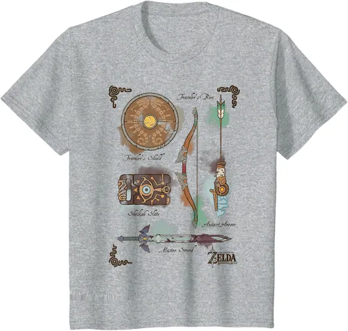 Vista 4 de Zelda Breath of The Wild Link Inventory - Camiseta gráfica Gris Oscuro