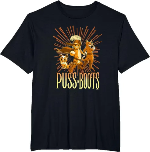 Vista 71 de DreamWorks Puss in Boots: The Last Wish Cat Trio Poster - Camiseta pequeña Negro