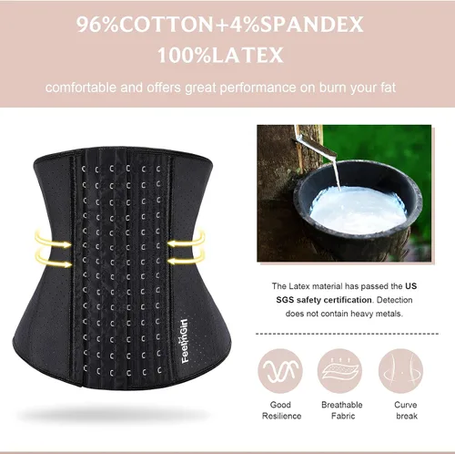 Vista 5 de FeelinGirl - Entrenador de cintura de látex para mujer pinza de cintura transpirable recortadora de cintura para entrenamiento reloj de arena
