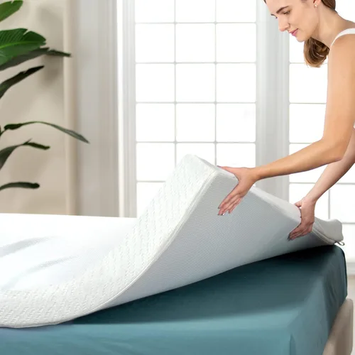 Vista 20 de ZINUS Cubrecolchón de espuma viscoelástica de gel refrescante de té verde de 2 pulgadas, embalaje WonderBox más pequeño, más conveniente, espuma