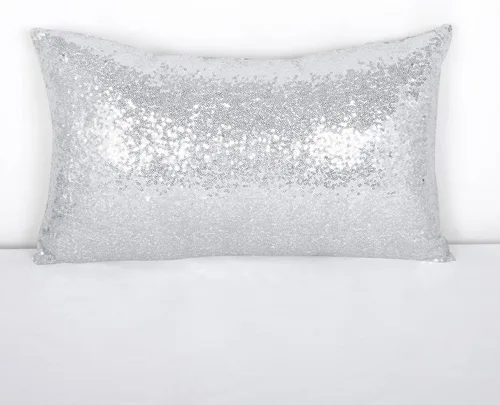 Vista 21 de ShinyBeauty Fundas de almohada negras de 12 x 20 pulgadas, juego de 2, funda de almohada rectangular, funda de almohada de lentejuelas de tela