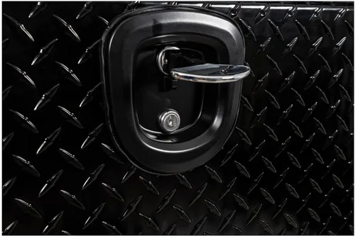Vista 5 de Buyers Products 1721551 - Caja de camión de aluminio negro con tracción en diamante y tapa superior con puerta abatible, 72 x 13 x 16 pulgadas