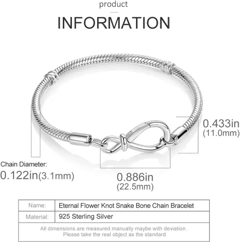 Vista 5 de Parmuz Charm Bracelet For Woman 925 Sterling Silver Basic heart clasp Iconic Moments Snake Chain Bracelet Gift for Teen Girls Men Mother Daughter