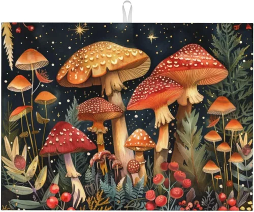Vista 87 de Tapete de secado de platos de mármol blanco dorado para encimera de cocina, absorbente de 16 x 18 pulgadas, placa de microfibra de vidrio