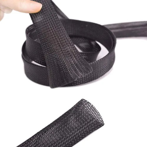 Vista 8 de Funda trenzada expandible de PET de 25 pies y 1.25 pulgadas, color negro, organizador de cables para envolver y proteger cables