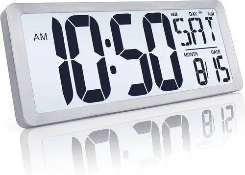 Vista 12 de TXL Reloj de pared digital grande de 14.2 pulgadas, funciona con pilas, reloj digital con pantalla grande con día, fecha y temperatura, reloj