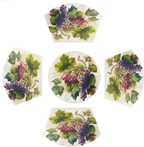 Vista 21 de Juego de 4 manteles individuales de cuña de otoño, hojas de calabaza de 4 manteles individuales de cuña y 1 mantel individual redondo. Resistente al
