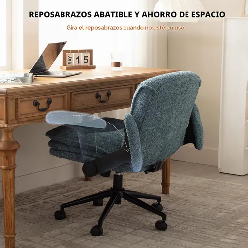 Vista 7 de Dowinx Silla cruzada con brazos y ruedas abatibles ajustables, cómodo sillón ergonómico de escritorio de oficina con 3 cojines de capa, silla