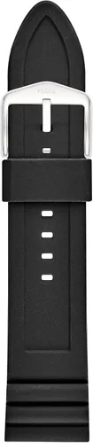 Vista 9 de Fossil Correa de reloj de piel LiteHide™ marrón oscuro de 0.866 in para hombre Cuero negro/Plateado