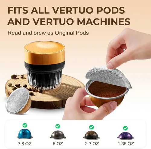 Vista 2 de AANQQ Tapas de papel de aluminio para Nespresso Vertuo: 100 sellos para cápsulas de recarga Durable Stickers Seal Original Capsules Tight and Peel