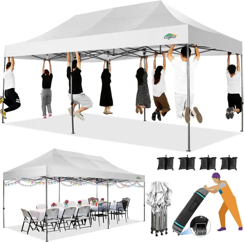 Vista 11 de COBIZI Tienda de campaña desplegable de 6.6 x 6.6 pies, toldo resistente, fácil de instalar, impermeable, para exteriores, fiestas, playa, jardín