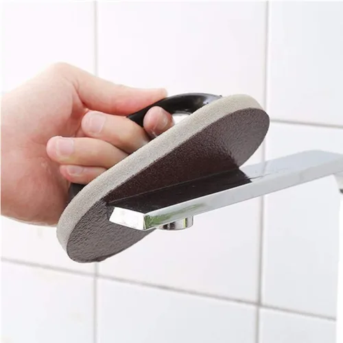Vista 4 de 1 Pcs Emery Sponge Brush Eraser Cleaner Rust Cleaning Tool Kitchen Tool Sink Pot Bowl Scrubber Handle Grip (Brown)