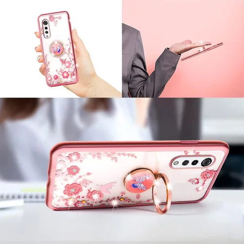 Vista 4 de nancheng Funda para LG Velvet 5G de 6.8 pulgadas, bonita funda de silicona suave rosa para niñas y mujeres con soporte protector para LG Velvet 5G