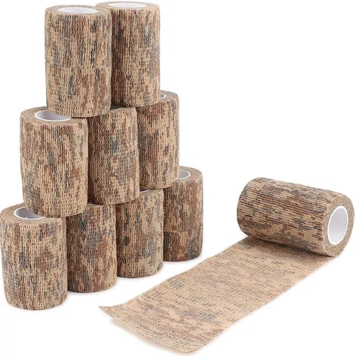 Vista 13 de DROK 4/10 Rollos de Cinta de Camuflaje Autoadhesiva, Vendaje de Camuflaje para Deportes al Aire Libre, Escalada, Camping, 2/3 Pulgadas x 4.5 Metros