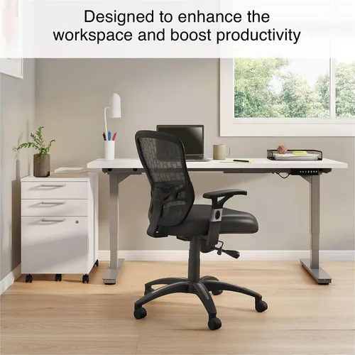 Vista 5 de STAPLES Silla de trabajo ergonómica, malla, negro, paquete de 2