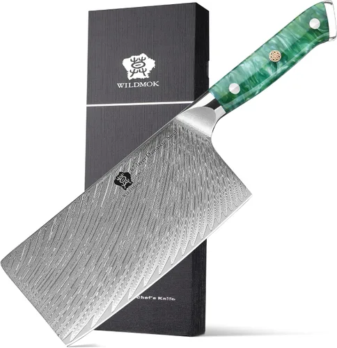 Vista 13 de WILDMOK Cuchillo deshuesador japonés de Damasco de 7 pulgadas, grado profesional, mango de espiga completa de resina