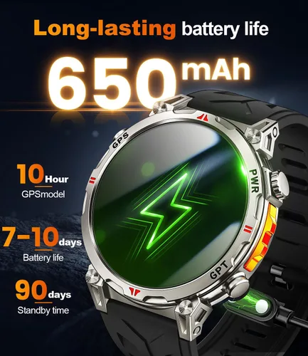 Vista 7 de Relojes inteligentes militares para hombres GPS, pantalla AMOLED de 1.56 pulgadas, llamada Bluetooth, reloj inteligente para teléfonos Android