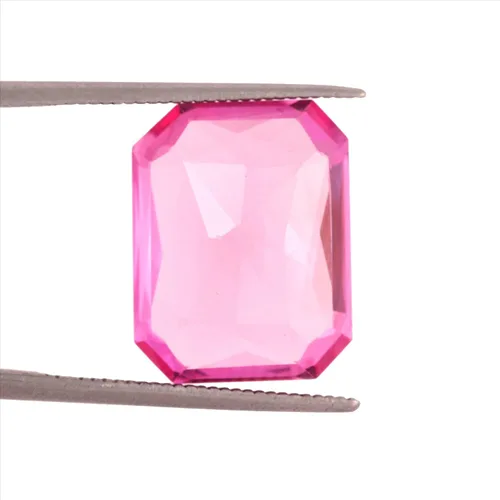 Vista 5 de GEMHUB Tamaño del anillo de talla esmeralda, piedra pequeña, kunzita rosa de Sri Lanka, kunzita rosa translúcida, piedra pequeña, peso de la piedra