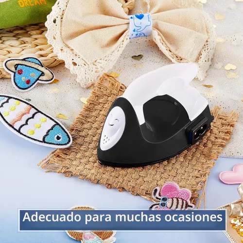 Vista 8 de Honoson - Plancha pequeña, térmica, portátil, práctica, con accesorios de base de carga, ideal para cuentas para planchar, parches, bricolaje, Negro