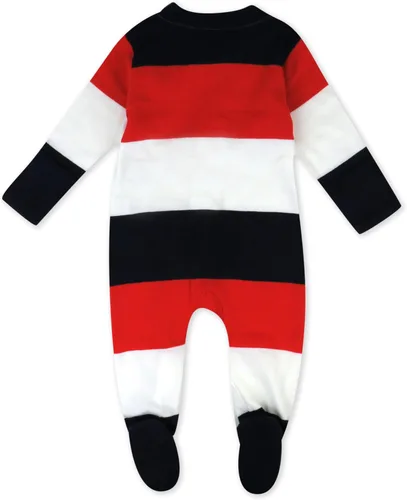 Vista 6 de HonestBaby Baby-Boys Classics Sleep & Play Footed One-piece Pajama Sleeper 100% Organic Cotton Raya Negrita Rojo Blanco Blu