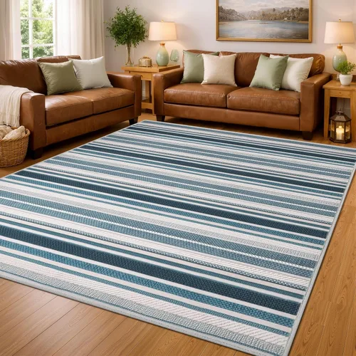 Vista 309 de Alfombra abstracta de 3 x 5 para sala de estar, dormitorio, entrada, color azul