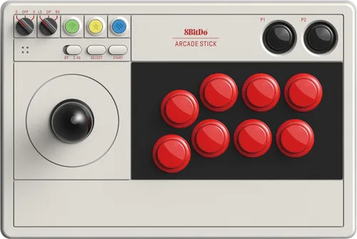 Vista 2 de 8BitDo Retro Arcade Fight Stick Joystick de 8 vías con 2 botones macro dedicados y función Turbo para Switch y PC Windows, compatible con Bluetooth