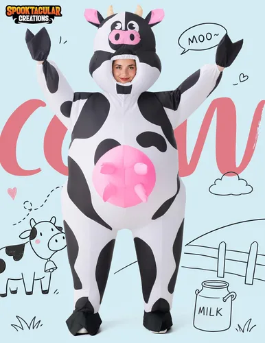 Vista 2 de Spooktacular Creations Inflatable Cow Costume, Blow up Cow Costume for Adults, Cow Inflatable Suit for Halloween Parties
