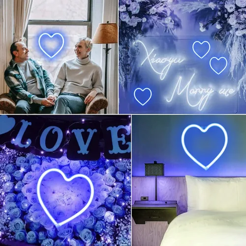Vista 4 de Letreros de neón con forma de corazón para el día de San Valentín, luces LED de amor con USB y pilas para el hogar, pared, día de la madre, boda
