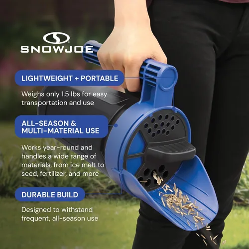 Vista 3 de Snow Joe SJSPD1 Esparcidor manual multiusos para todas las estaciones, 5 libras, con control de flujo de dial ajustable, para derretir hielo