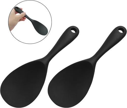 Vista 5 de Murtenze 2 cucharas de paleta de arroz de silicona negra