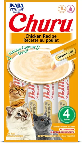 Vista 26 de INABA - Golosinas Churu para gatos, puré cremoso para gatos, sin cereales, que se puede lamer y exprimir / suplemento con vitamina E y taurina, 0.5