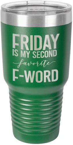 Vista 22 de Viernes es mi segundo favorito F Word negro vaso de 30 oz con paja y tapa superior deslizante Taza de viaje de acero inoxidable Compare con Yeti
