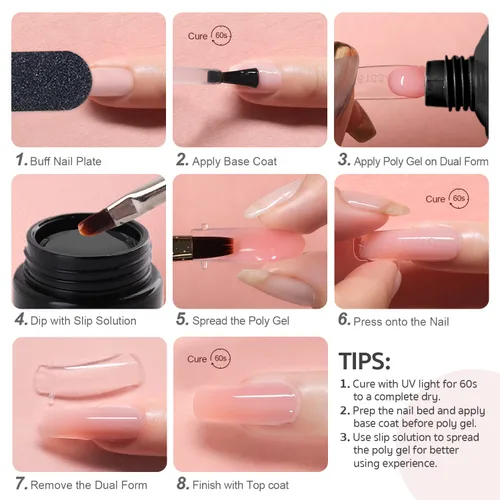 Vista 5 de GAOY Kit de uñas de gel de poliéster con kit de inicio de luz UV, kit de extensión de gel constructor de 6 piezas para principiantes con todo arte