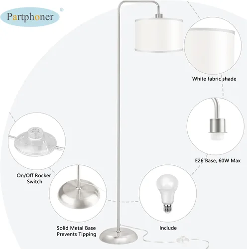 Vista 5 de [Actualizada] Lámpara de pie LED para sala de estar, lámpara de pie de 3 temperaturas de color con interruptor de pie, lámpara de pie moderna