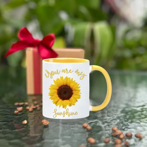 Vista 4 de Taza de café con diseño de girasol, con texto en inglés "You Are My Sunshine Sunflowers", regalo para novia, mamá, papá, pareja, hija, amigo