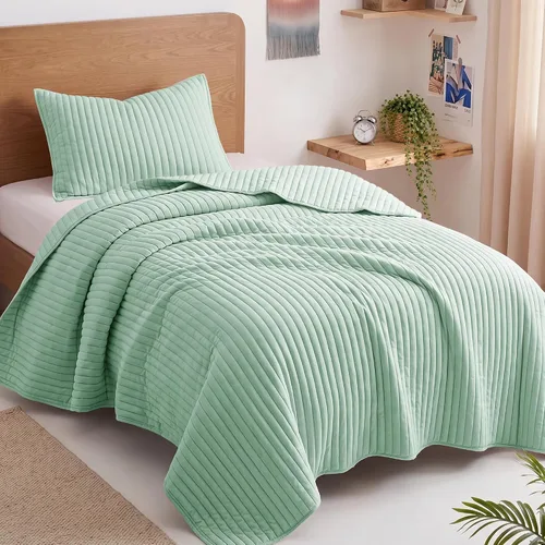 Vista 22 de Exclusivo Mezcla Juego de ropa de cama de edredón acolchado a rayas beige