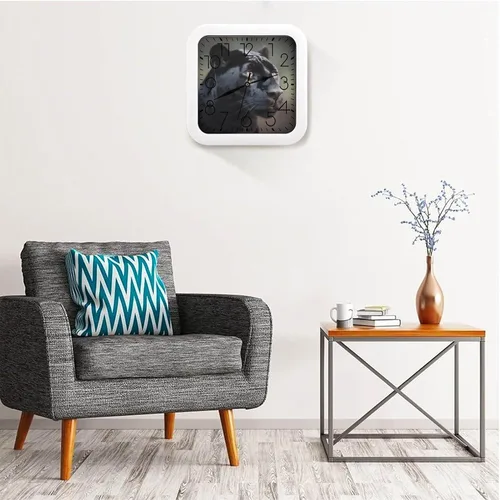 Vista 5 de 10" Square Modern Wall Clock,Animal Panther Print Kitchen Clocks Wall Battery Operated,Silent Non Ticking Unique Funny Cute Wall Clock for Living