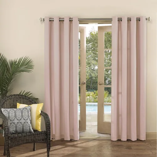 Vista 5 de Panel de cortina con ojales Sun Zero Marina para interior/exterior con protección UV y eficiencia energética, 54 x 95 pulgadas, cuarzo rosa