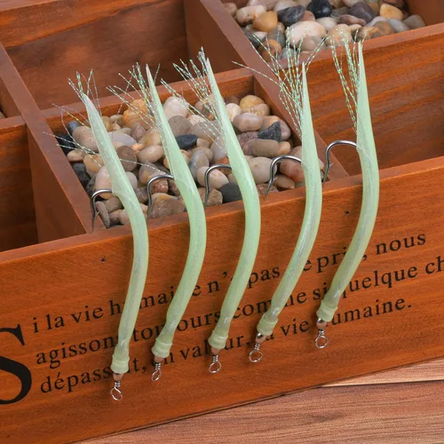 Vista 5 de Señuelos de tubo de pesca para pesca con ganchos de acero inoxidable, giratorios de barril para Striper de agua salada