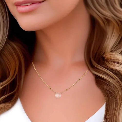 Vista 25 de Collar con colgante de piedra natal con piedra preciosa genuina, relleno de oro de 14 quilates, 18 pulgadas