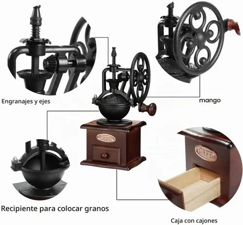 Vista 2 de Molinillo de café manual, molinillo de café de mano, molinillo de café de grano de café, molinillos de café para uso doméstico, decoración de café