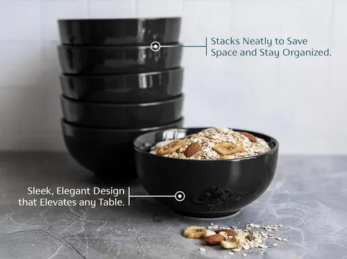 Vista 4 de KooK Tazones de sopa, cuenco para cereales, cerámica, cuencos para cocina, microondas, lavavajillas y congelador, platos de porcelana para pasta